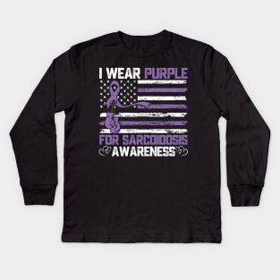 I Wear Purple for Sarcoidosis Awareness – April Rare Disease Support Design Kids Long Sleeve T-Shirt